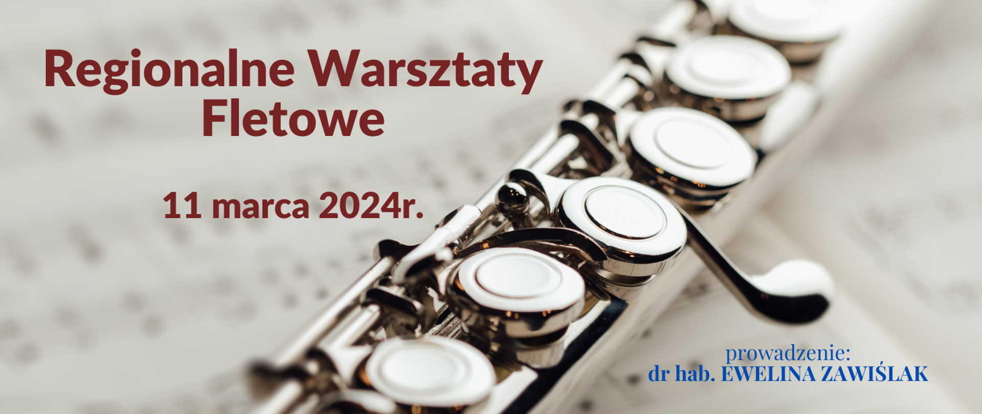 Baner informujący o warsztatach fletowych, w tle logo fletu.