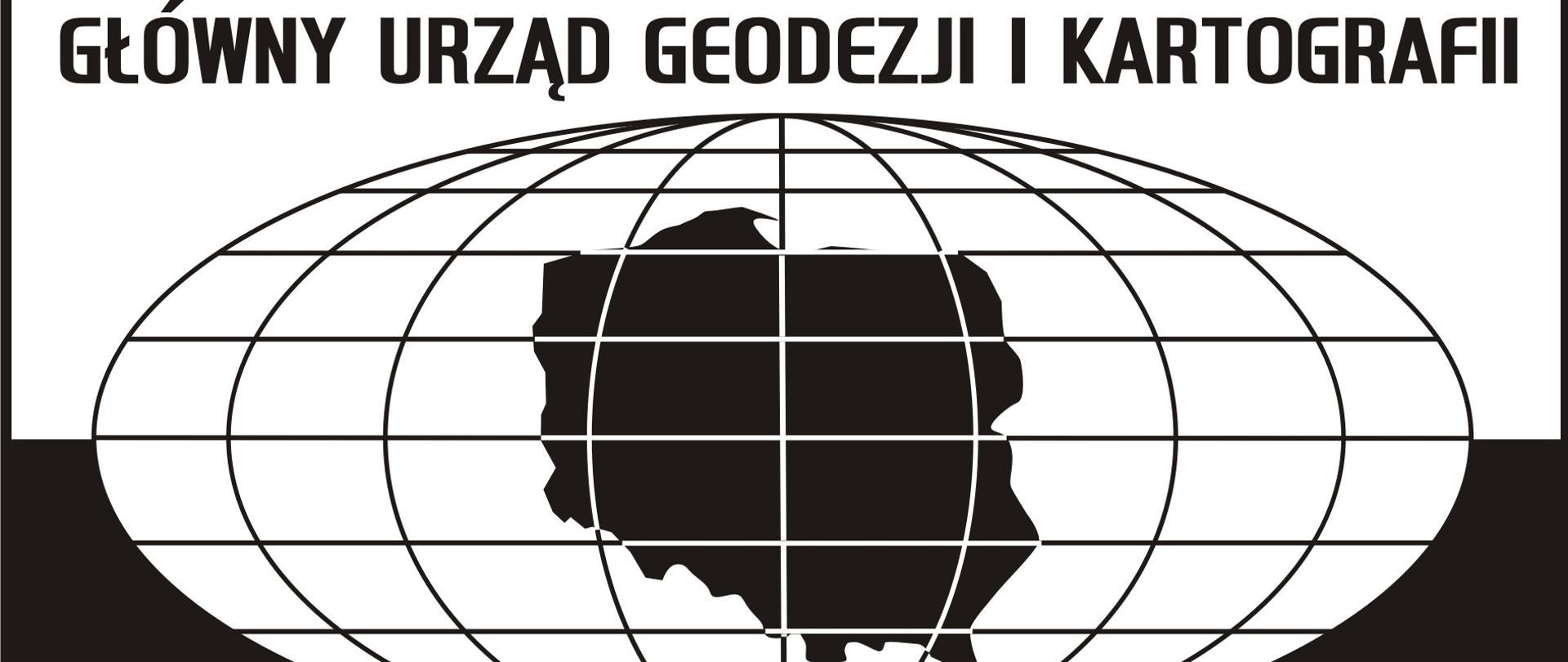 ilustracja przedstawia biało-czarne logo GUGiK