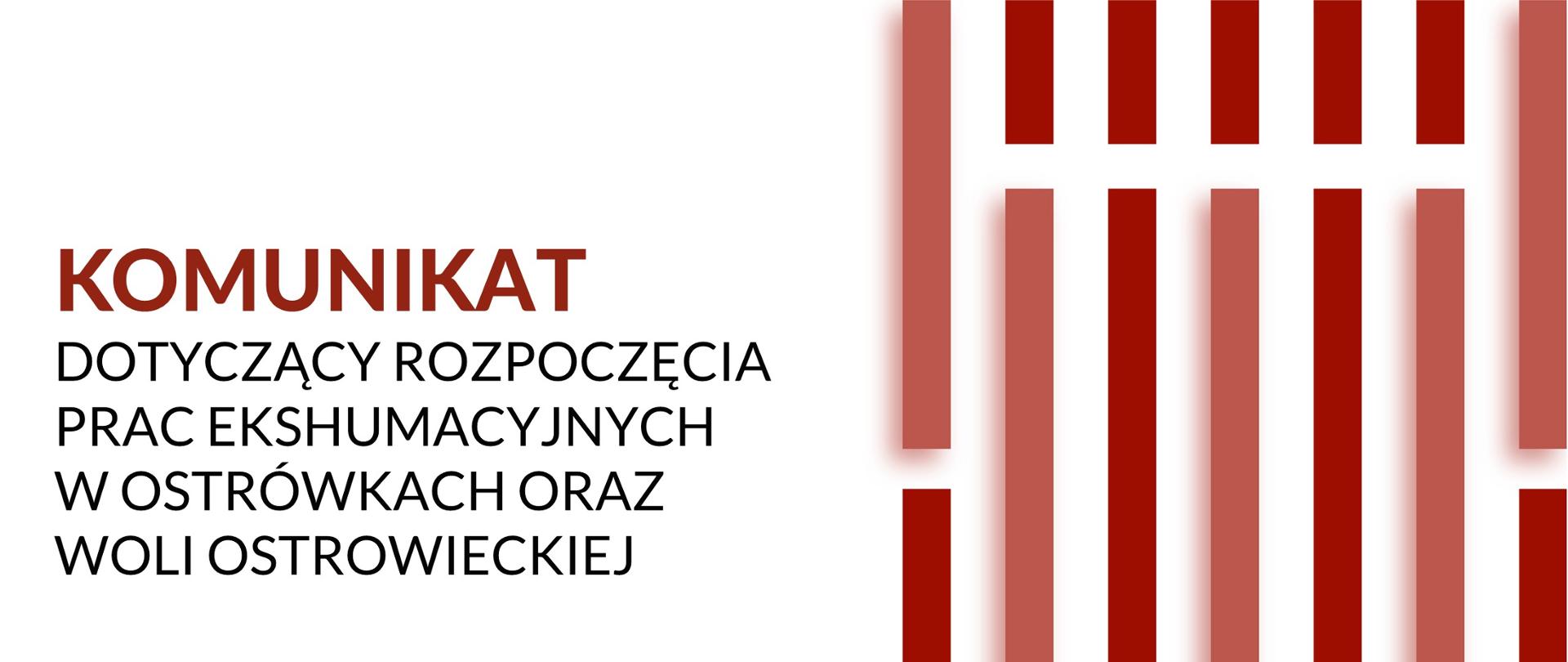 Komunikat o rozpoczęciu prac ekshumacyjnych w Ostrówkach i Woli Ostrowieckiej, grafika