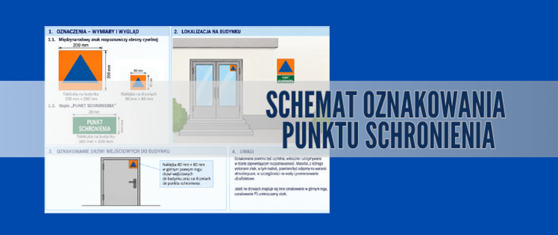 Schemat oznakowania punktu schronienia