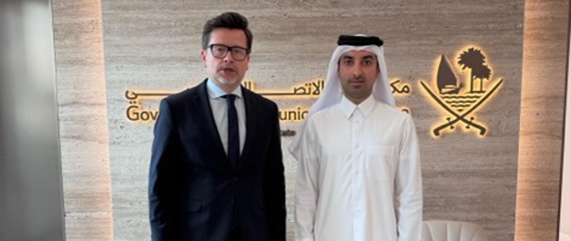 The photo presents Ambassador Tomasz Sadziński with Sheikh Jassim bin Mansour bin Jabor Al Thani