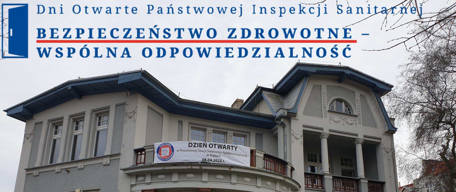 Budynek PSSE z banerem