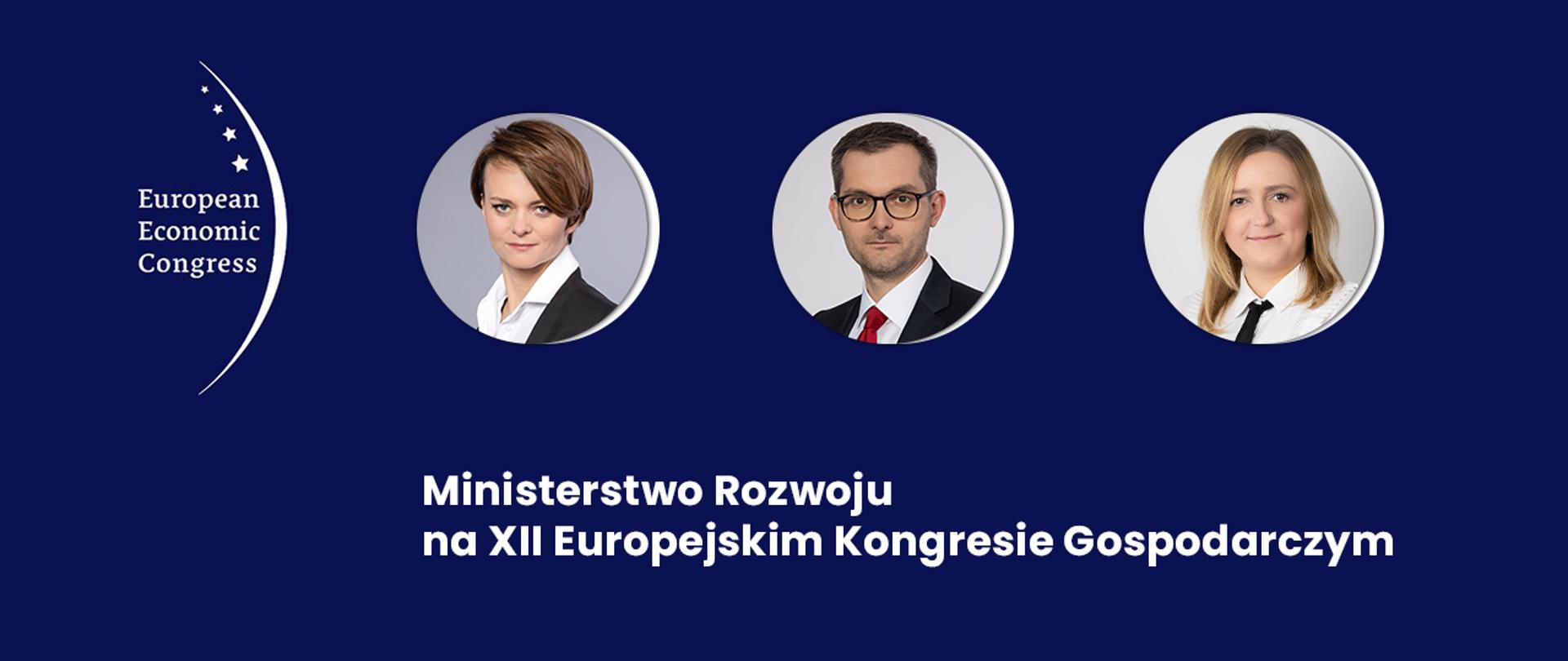 Logo kongresu, obok w kółkach zdjęcia wicepremier Jadwigi Emilewicz i wiceministrów Marka Niedużaka i Olgi Semeniuk.