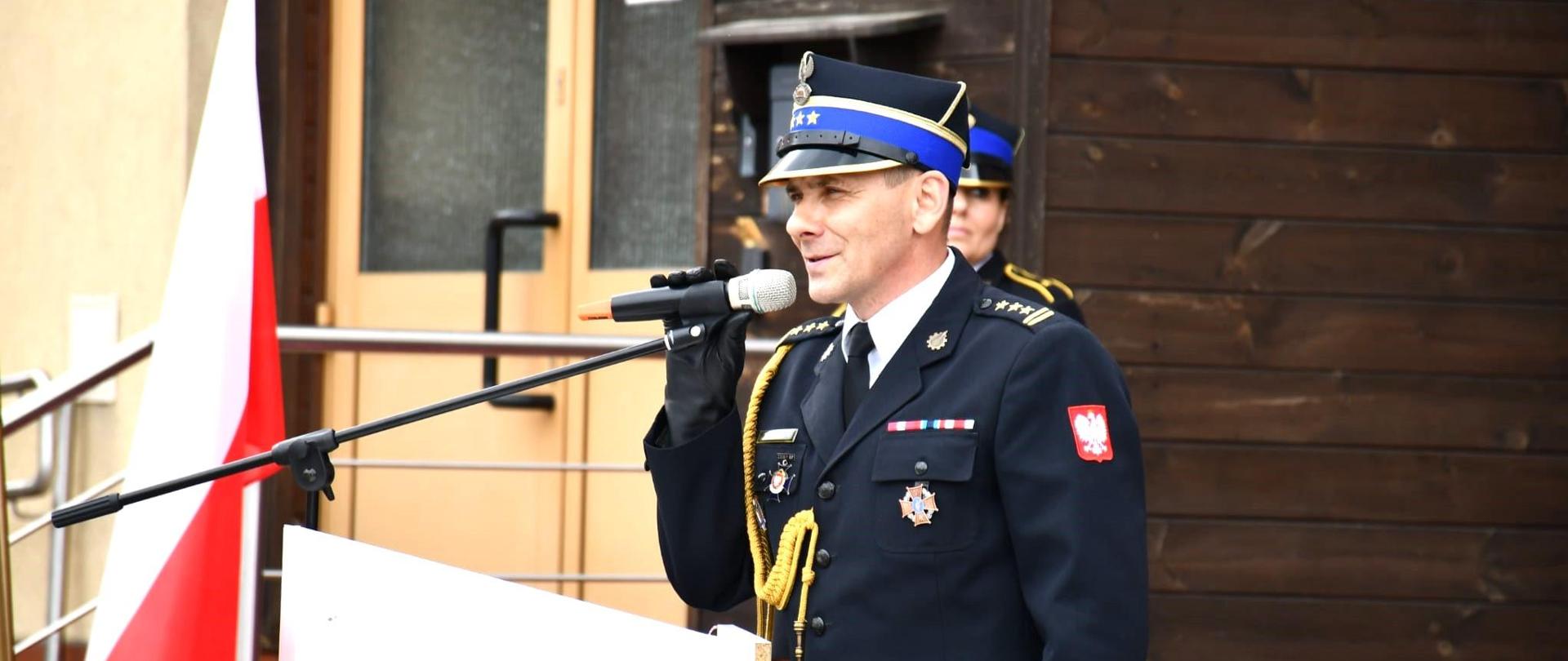 Na zdjęciu Z-ca Opolskiego Komendanta Wojewódzkiego st. bryg. Piotr Dudek.