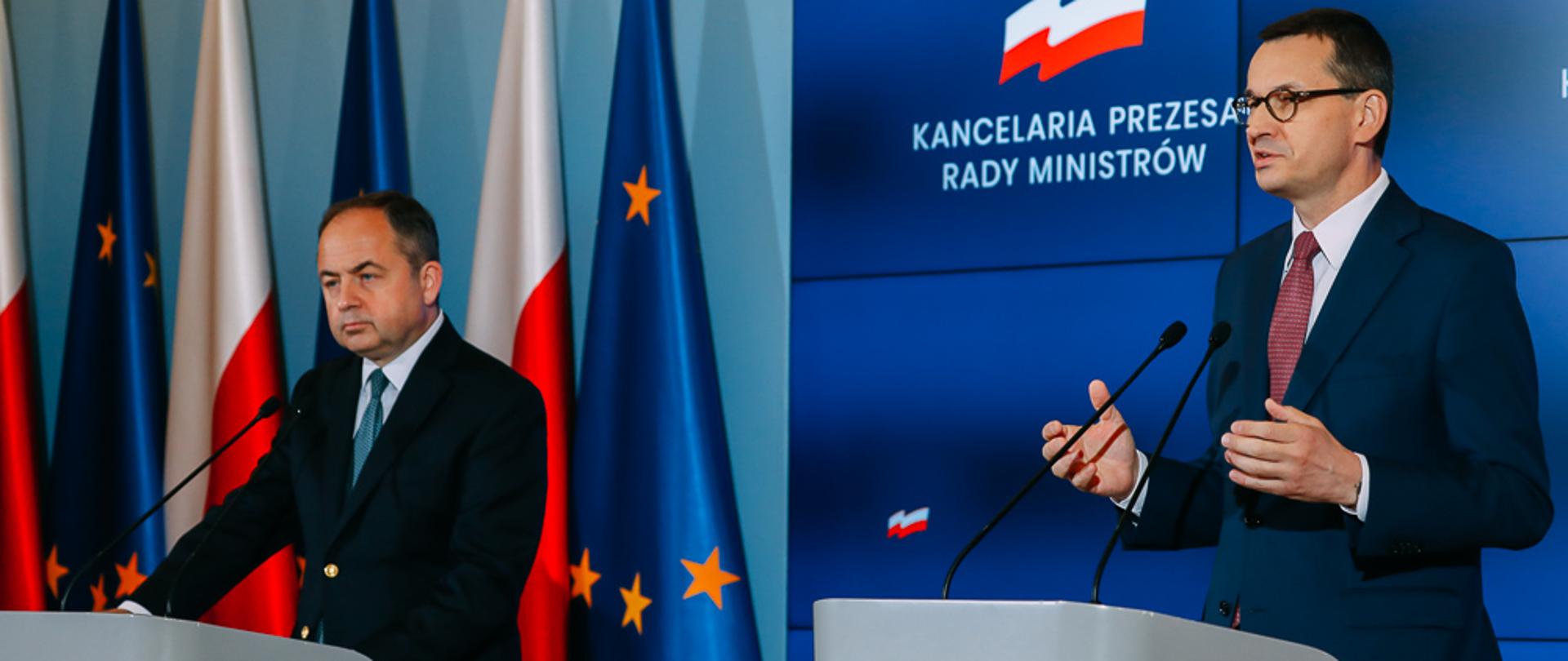Minister Konrad Szymański i premier Mateusz Morawiecki.