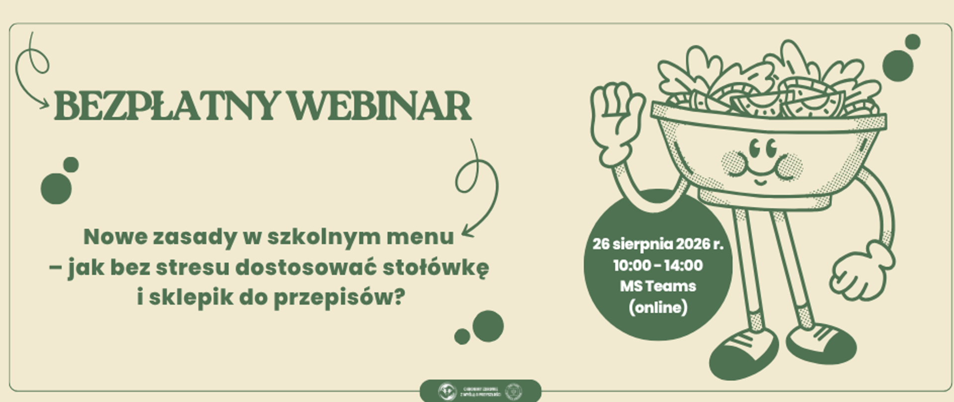 zaproszenie na bezpłatny webinar nowe zasady w szkolnym menu - jak dostosować stołówkę i sklepik szkolny do nowych przepisów?