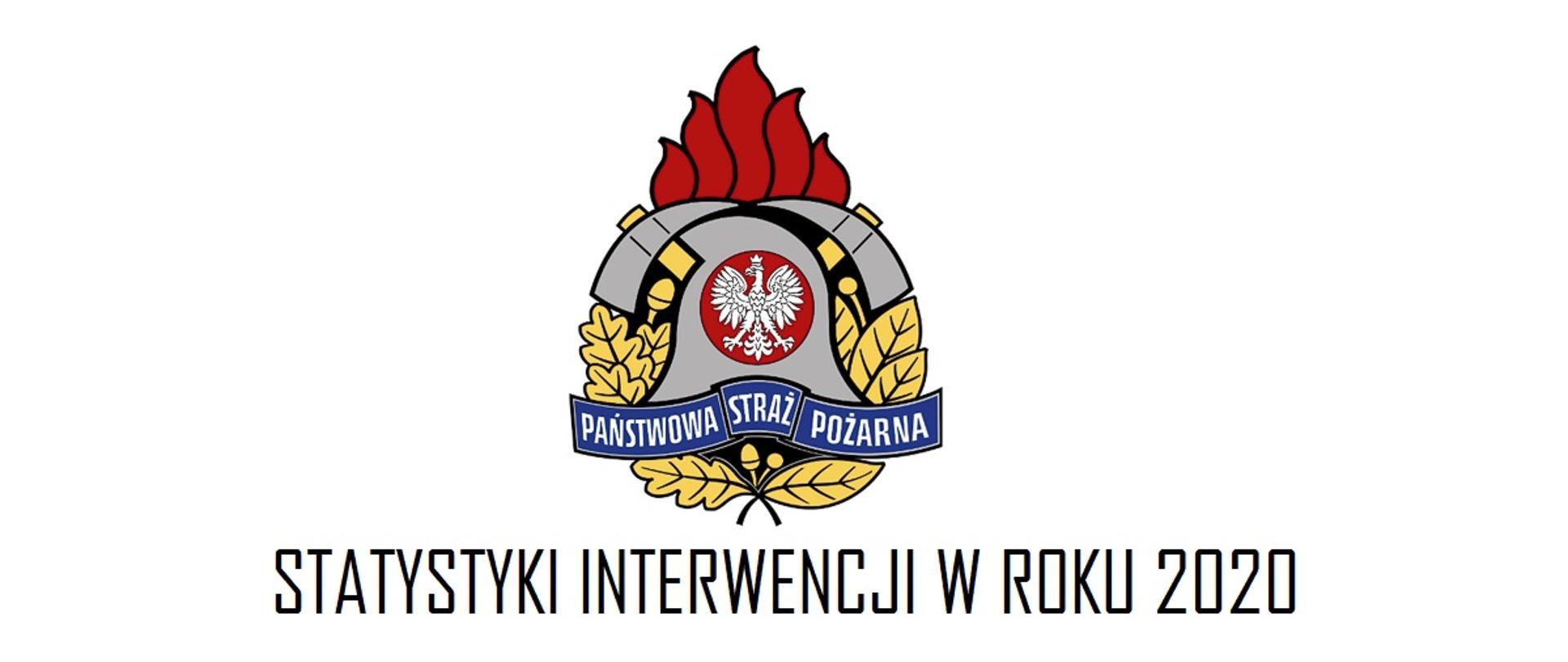  Logo Państwowej Straży Pożarnej oraz napis: Statystyki interwencji 2020.