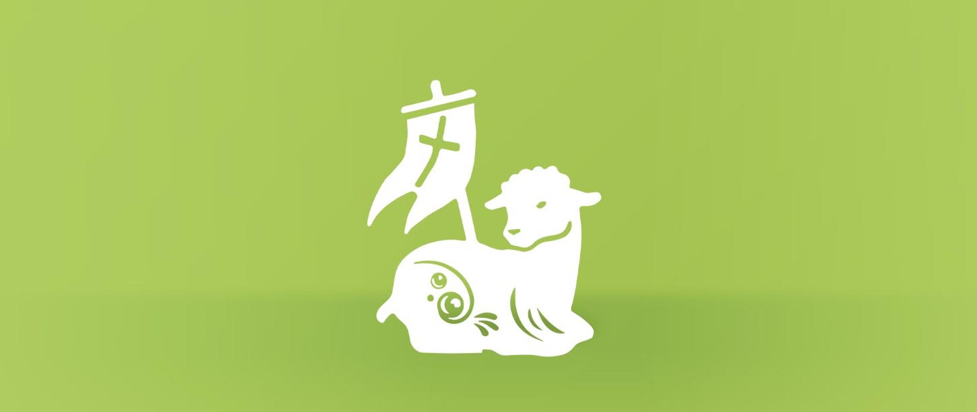 Na zielonym tle baranek wielkanocny