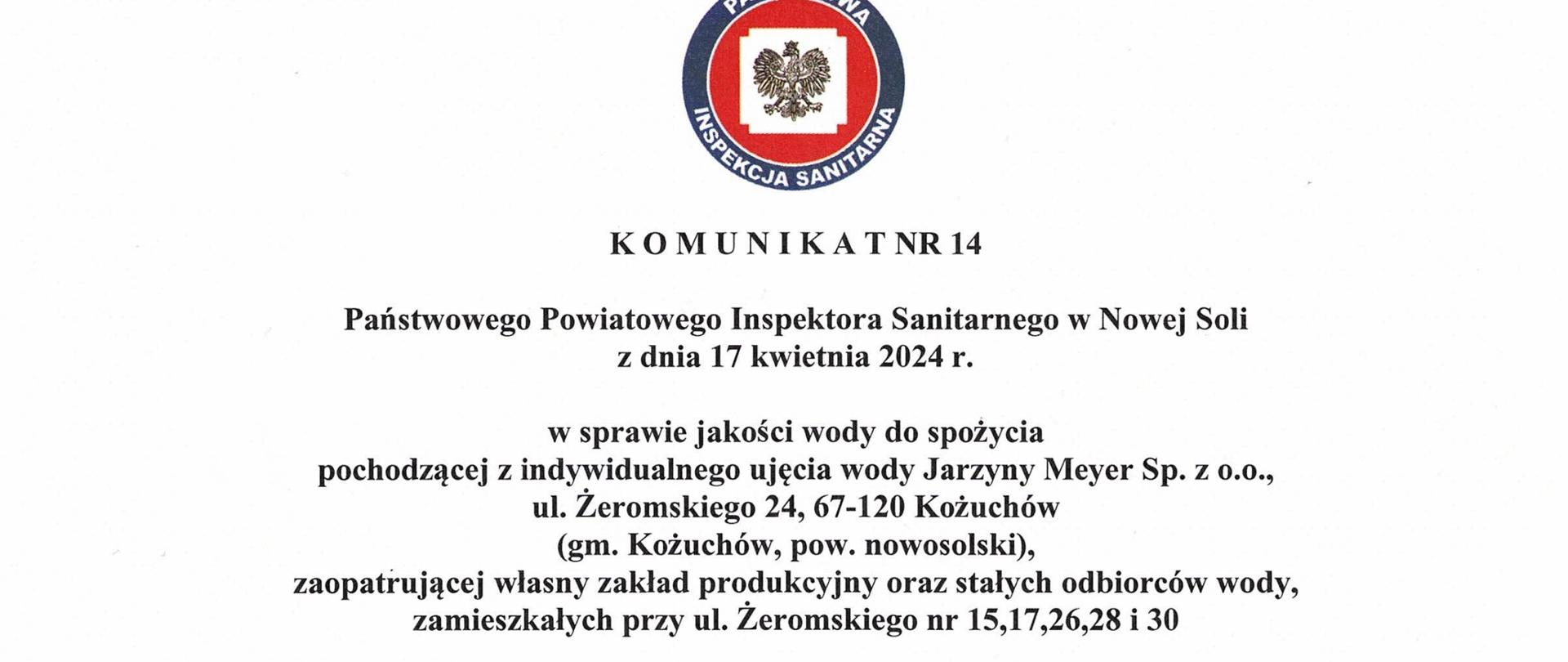 Komunikat nr 14 Jarzyny Meyer warunkowa przydatność