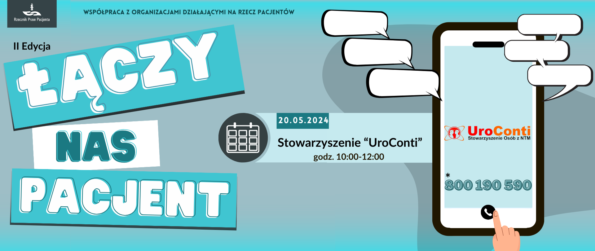 Baner łączy nas pacjent. Stowarzyszenie "UroConti" 20.05.2024, godz. 10:00-12:00