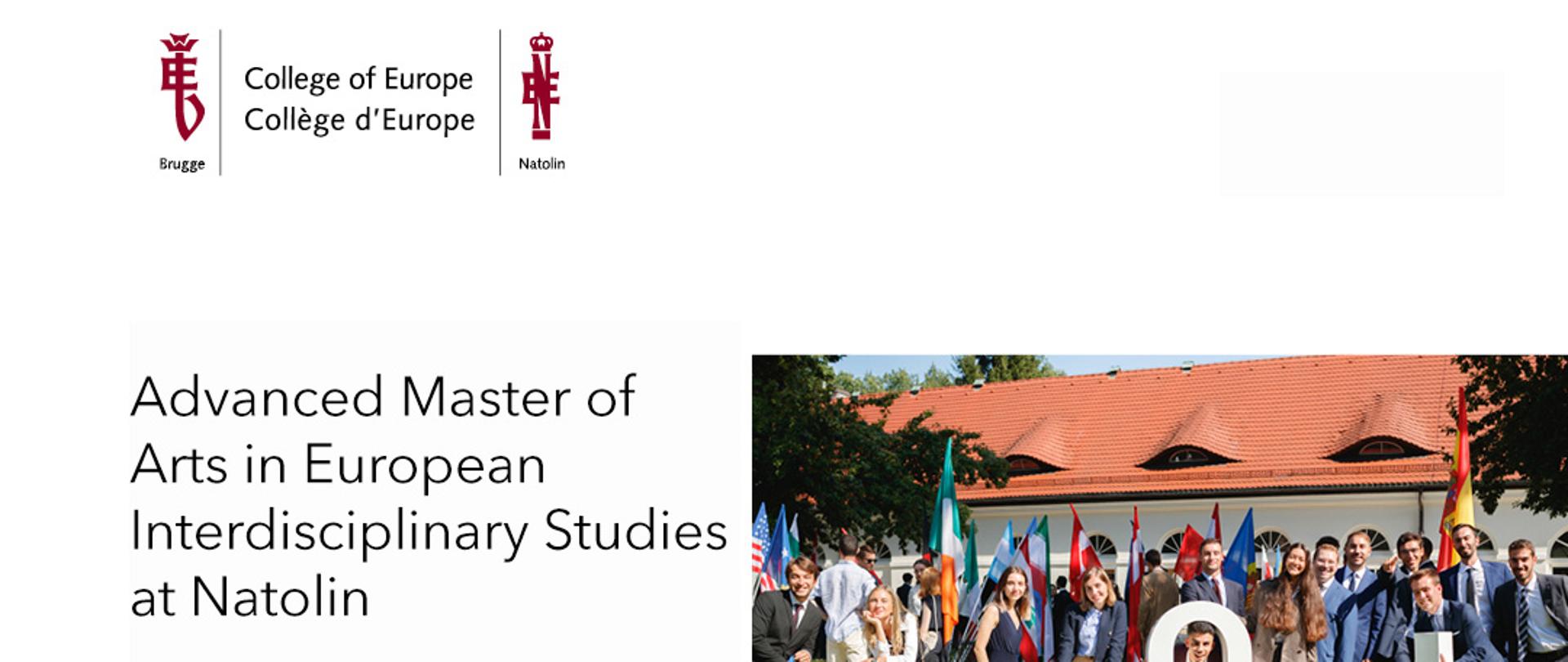 grafika z logo Kolegium Europejskiego i zdjęciem studentów 