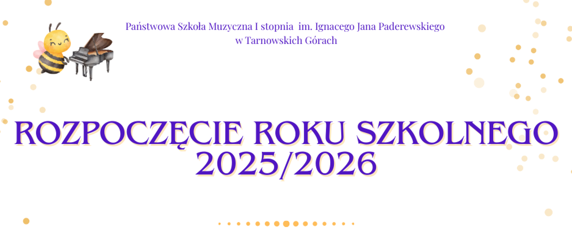 W tle łąki kwiatowej z pszczółkami informacja :"rozpoczęcie roku szkolnego 2025-26 1 września 2025 godzina 16,00