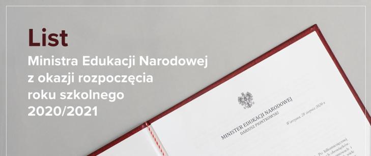 Grafika: LIST MINISTRA EDUKACJI NARODOWEJ Z OKAZJI ROZPOCZĘCIA ROKU SZKOLNEGO 2020/2021
