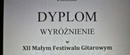 Na białym tle Dyplom Wyróżnienie w XII Małym Festiwalu Gitarowym