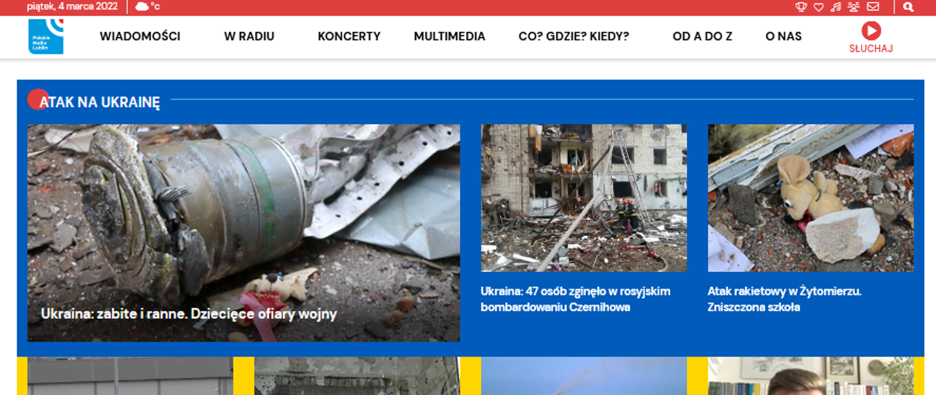 Widok strony głównej Radia Lublin