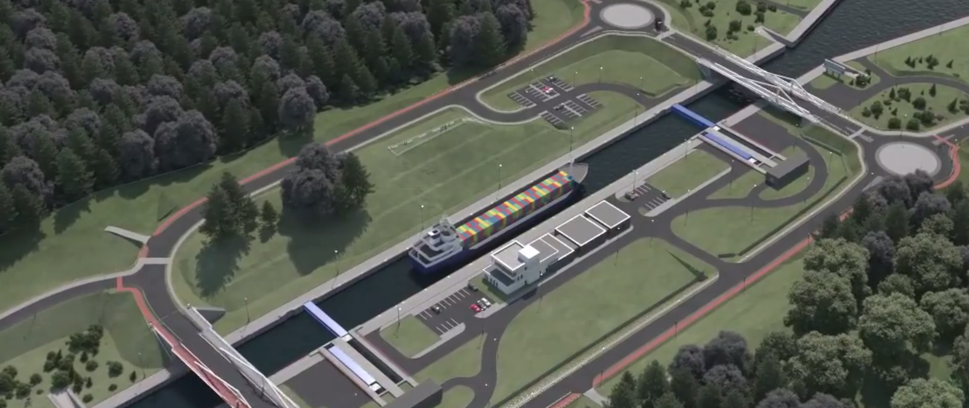 Grafika przedstawiająca przekop przez Mierzeję Wiślaną