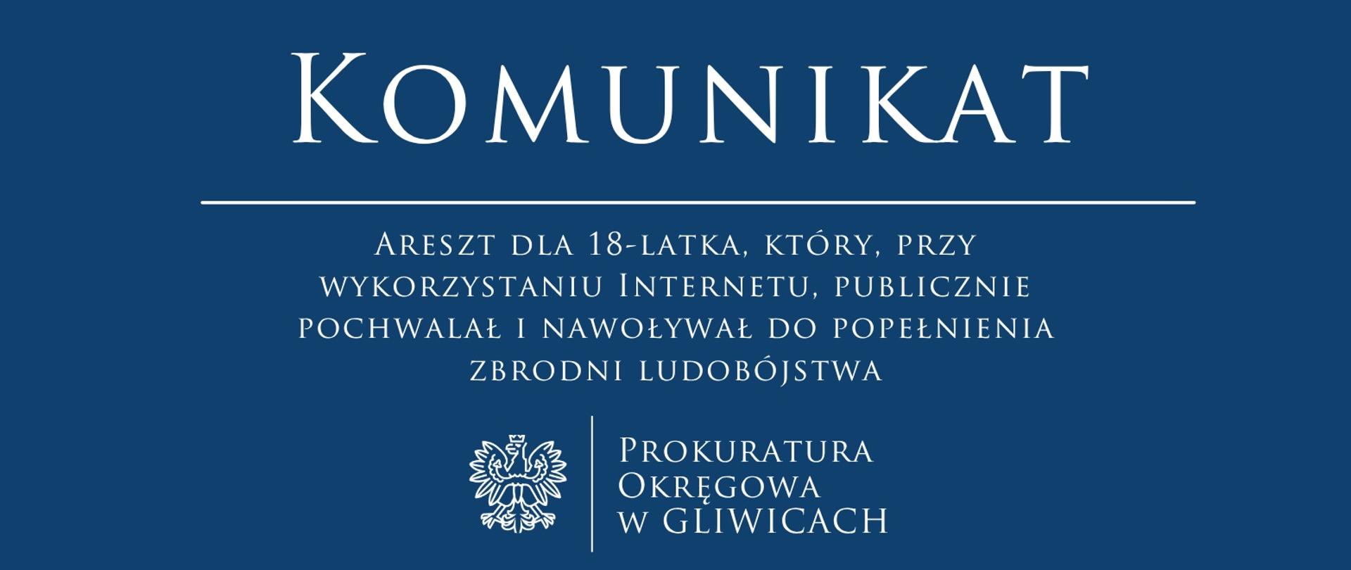 Areszt dla 18-latka, który, przy wykorzystaniu Internetu, publicznie pochwalał i nawoływał do popełnienia zbrodni ludobójstwa