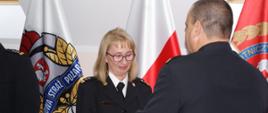 Na zdjęciu bryg. Małgorzata Szmidt-Jeżewska z kierownictwem KW PSP