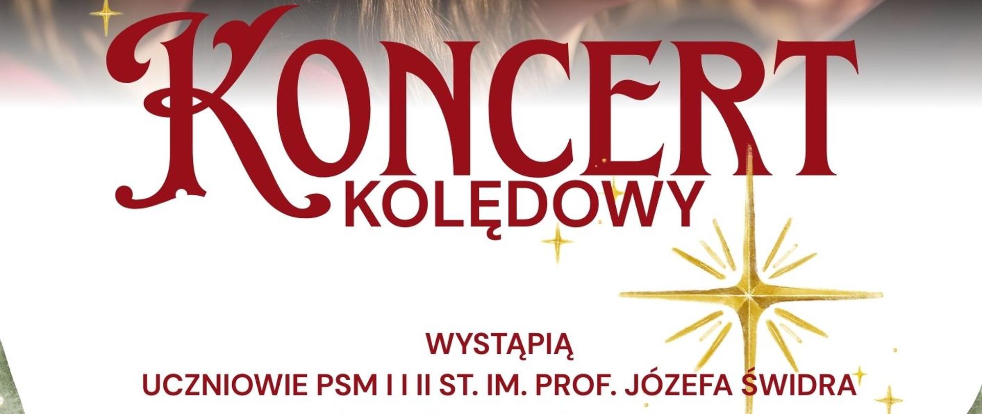 Plakat informacyjny dotyczący Koncertu Kolędowego dla uczniów Szkoły Podstawowej Specjalnej odbywającego się w dniu 26.01.2026 o godz. 10.00.