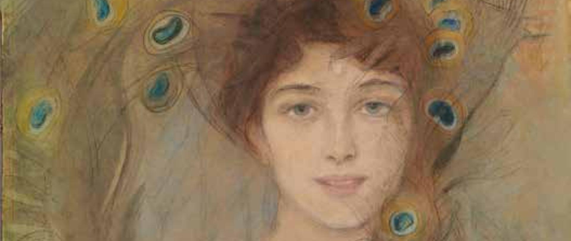 Teodor Axentowicz, Dama w pawich piórach, ok. 1906, pastel, papier / Muzeum Narodowe w Warszawie – depozyt Skarbu Państwa