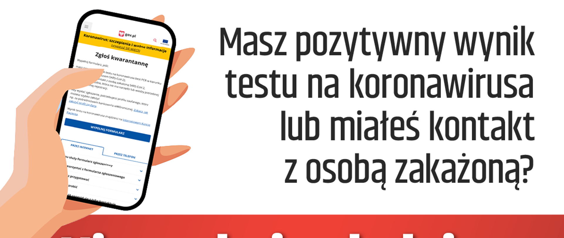 Masz pozytywny wynik testu na koronowirusa lub miałeś kontakt z osobą zakażoną. Nie czekaj w kolejce na infolinii. Za pomocą formularza "Zgłoś kwarantannę" wyślesz swoje zgłoszenie do wybranej stacji