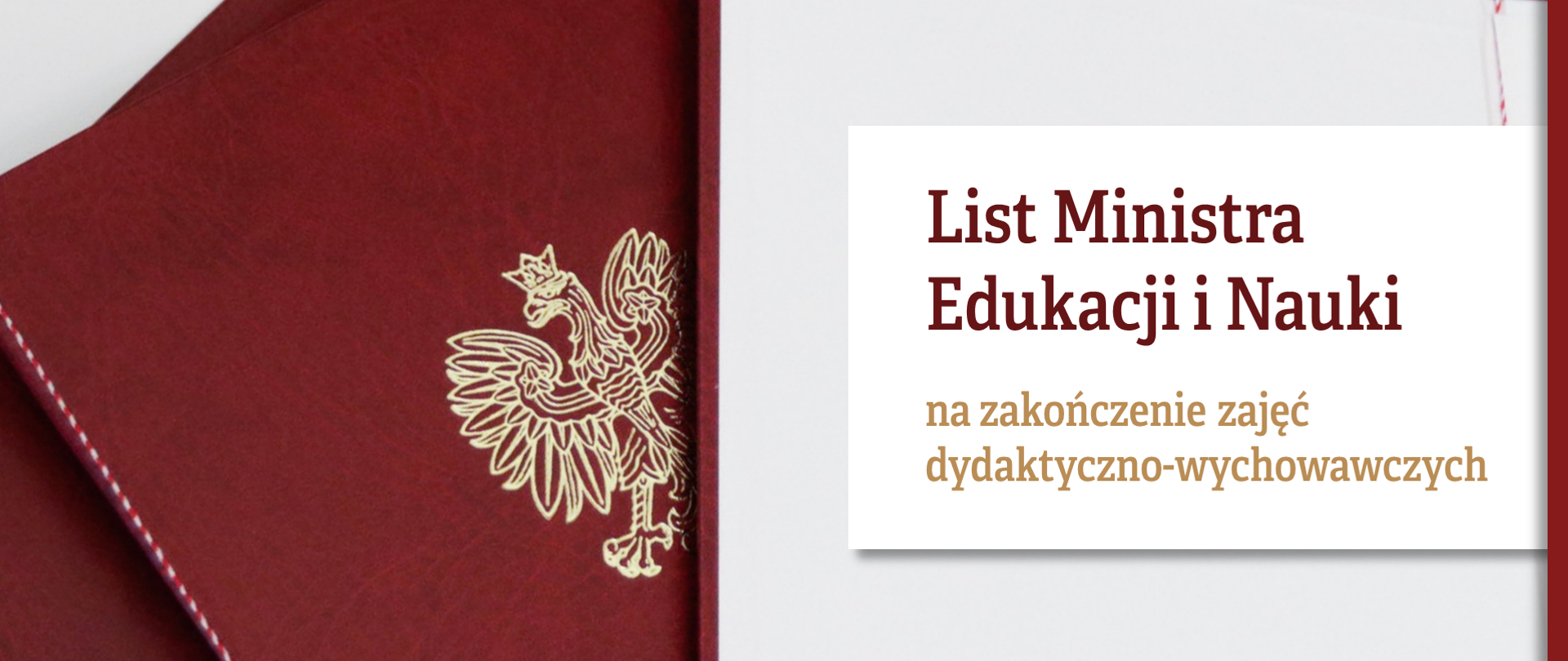 Grafika z tekstem: "List Ministra Edukacji i Nauki na zakończenie zajęć dydaktyczno-wychowawczych"