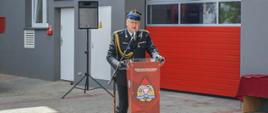 Przemówienie komendanta wojewódzkiego psp podczas uroczystości dnia strażaka w komendzie psp w Skierniewicach.