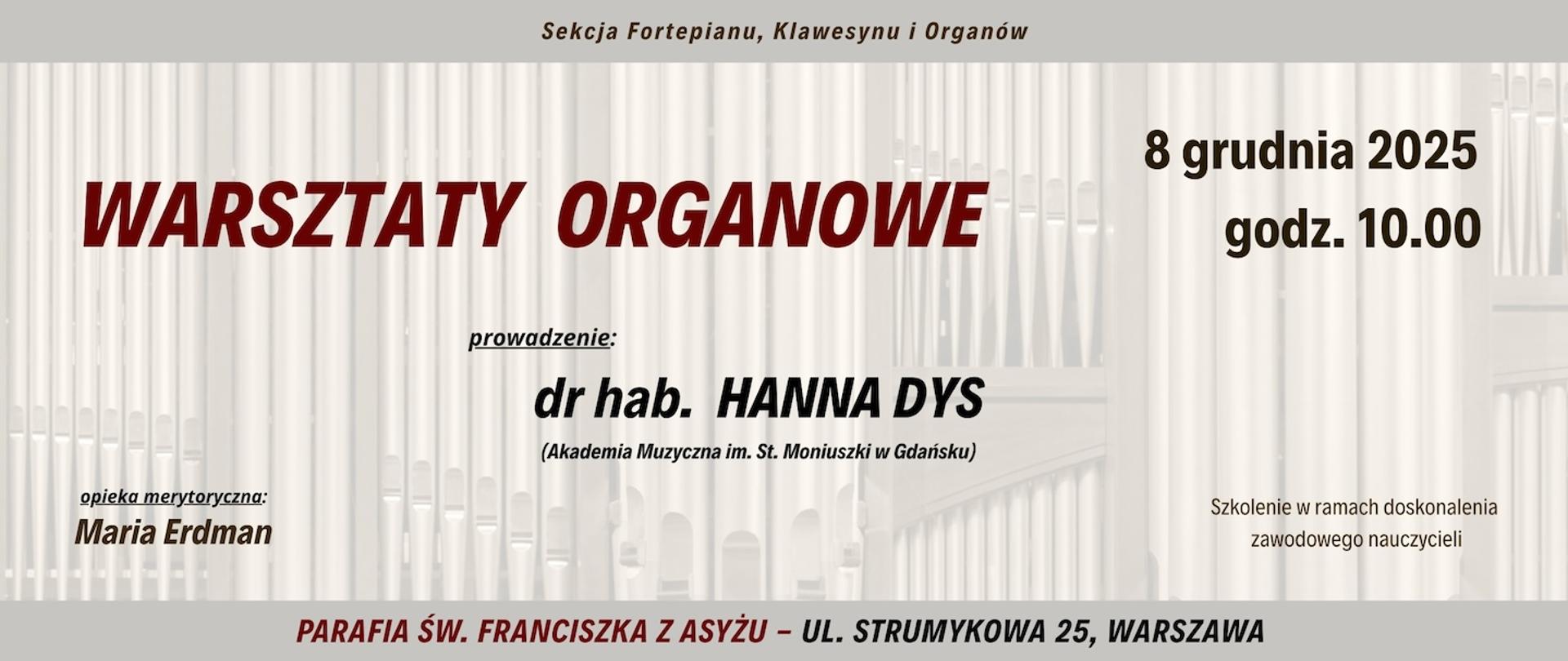 Baner - 8.12.2025 - Hanna Dys - warsztaty organowe
