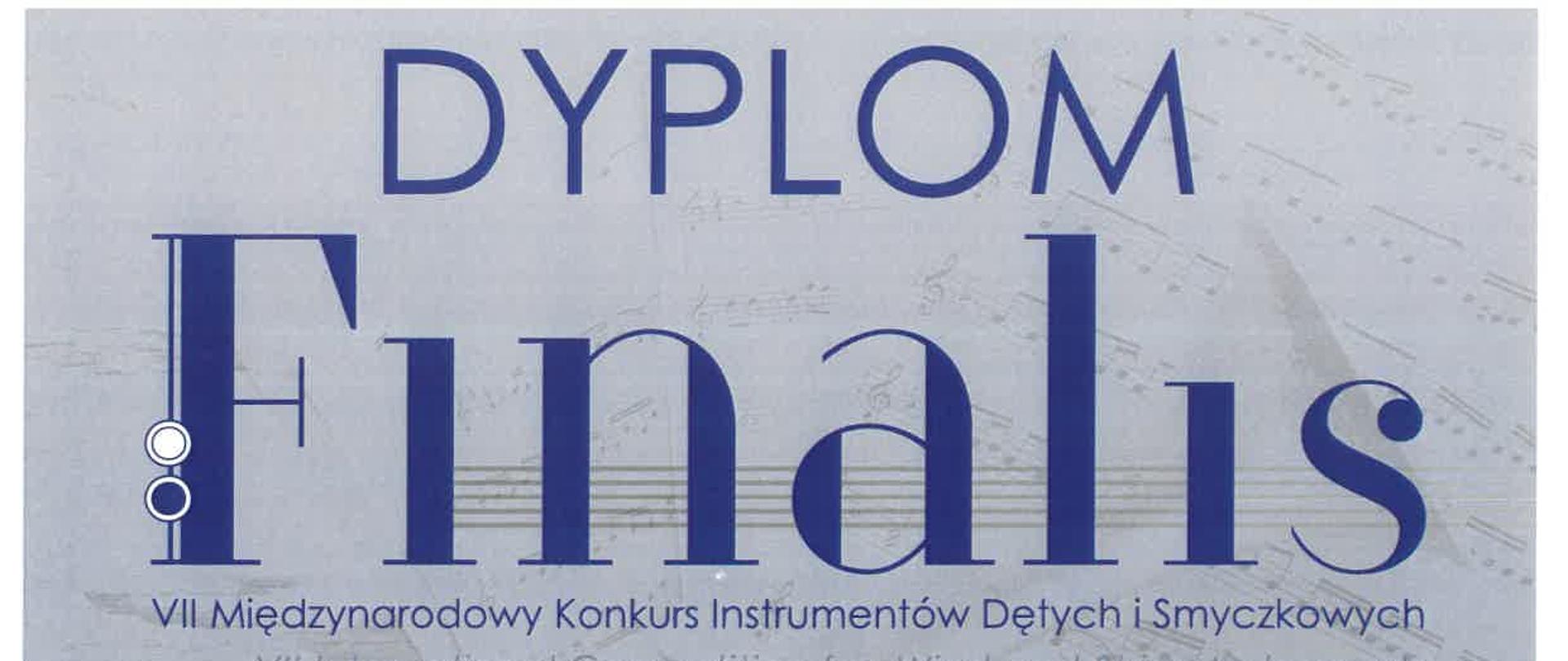 Dyplom dla Alicji Komosińskiej za zdobycie złotego medalu (Gold) w kategorii B podczas VII Międzynarodowego Konkursu Instrumentów Dętych i Smyczkowych FINALIS 2025, za grę na saksofonie.