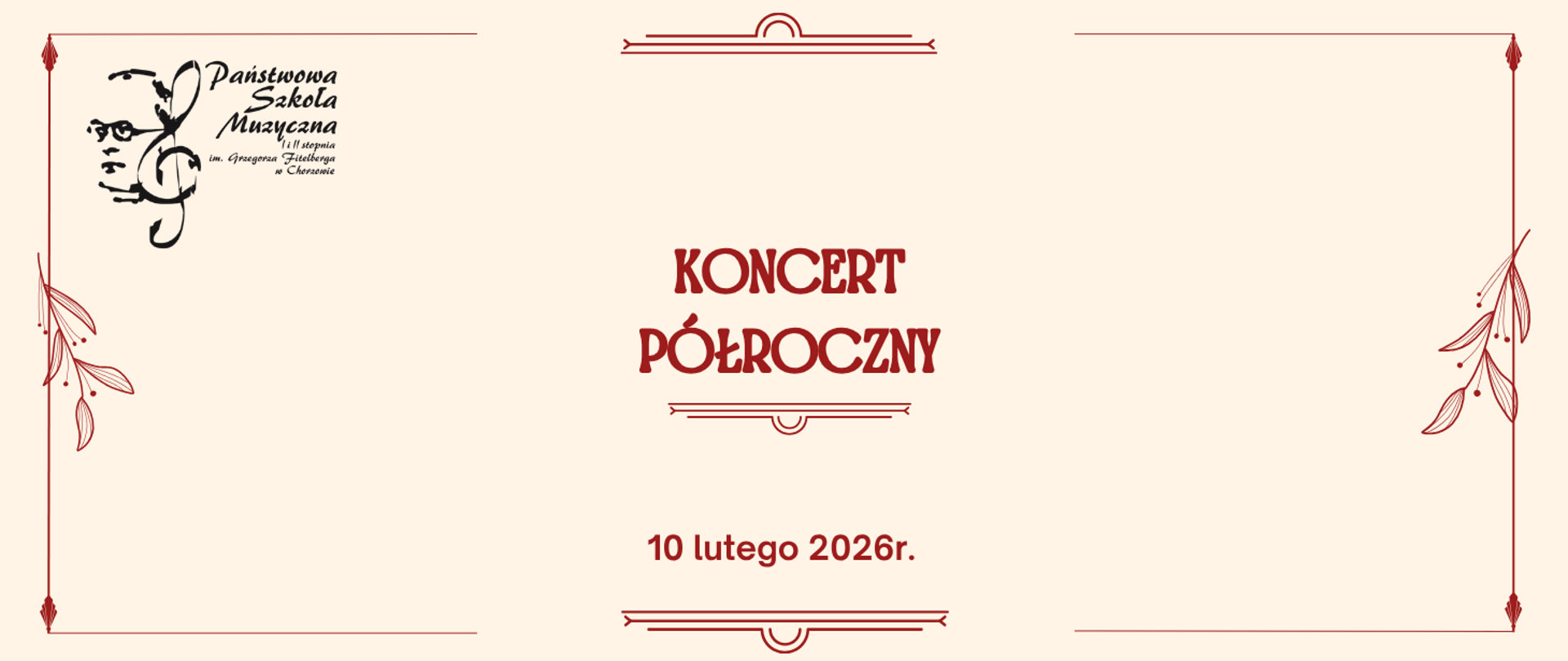 grafika z napisem Koncert Półroczny 10.02.2026 r.