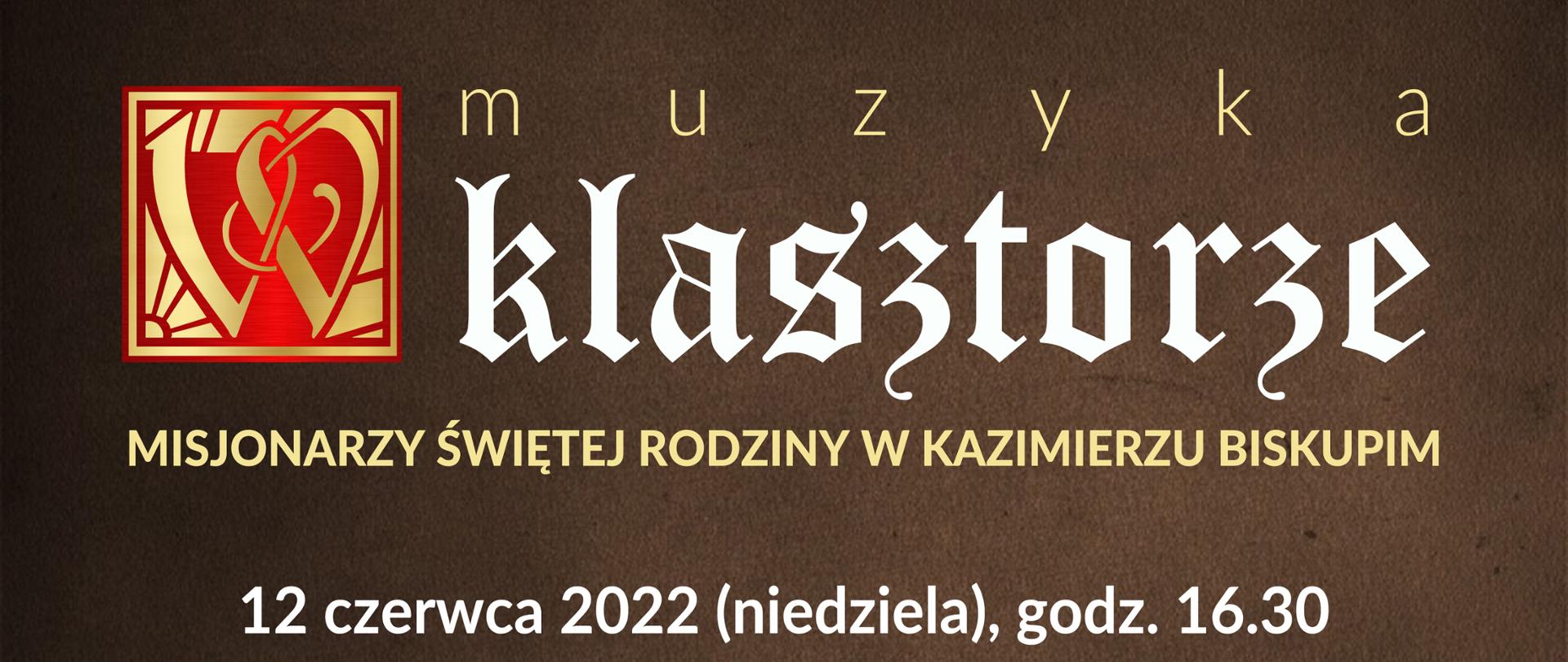 Plakat w kolorze brązowym, manuały organów i nuty na pulpicie.