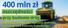 Dzięki legalizacji destruktu asfaltowego do budżetu Skarbu Państwa trafi ponad 400 mln zł