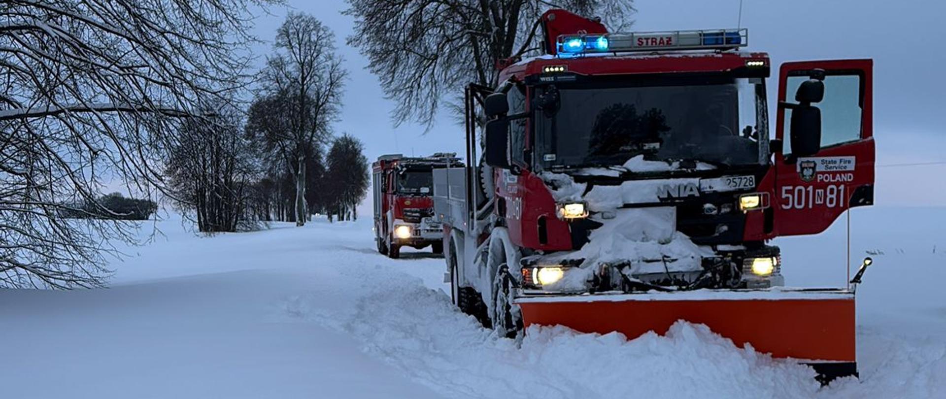 Działania strażaków w związku z opadami śniegu 1 stycznia 2026 r.
