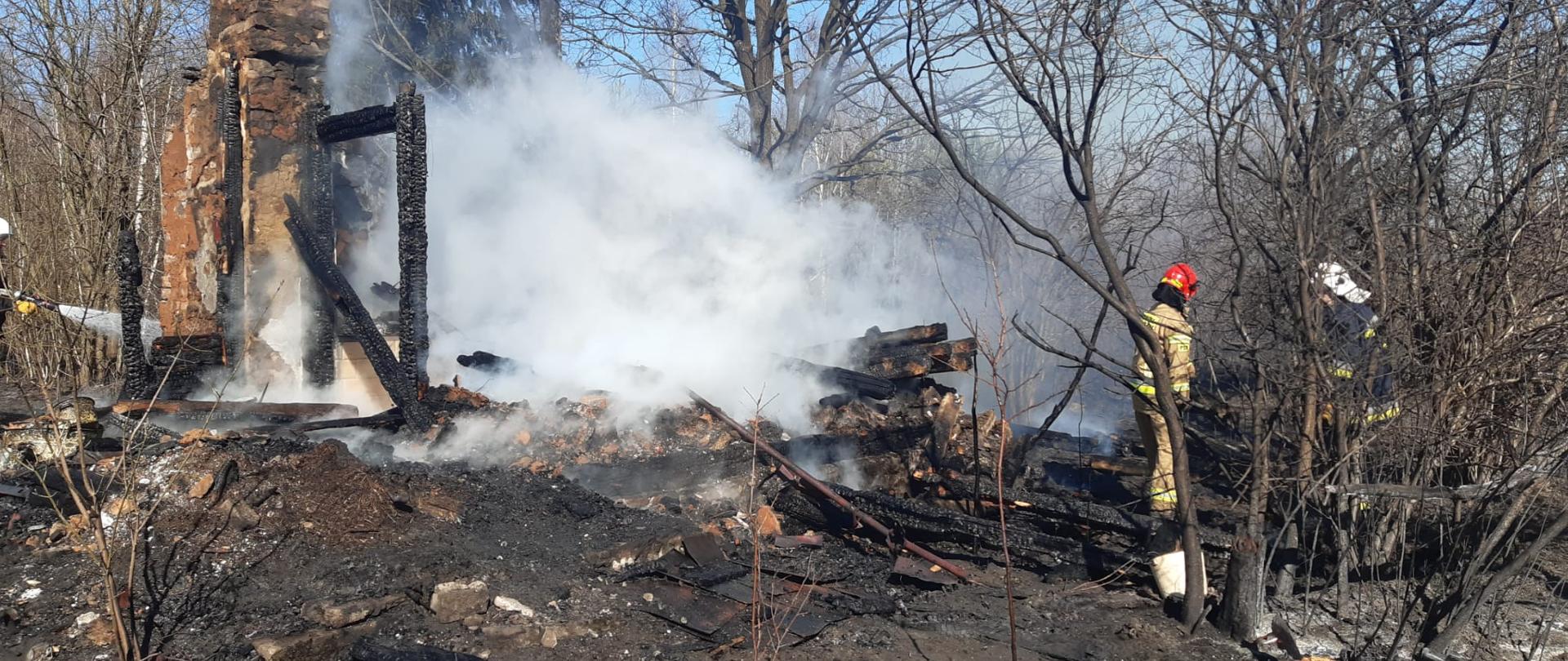 W miejscowości Luta spłonął budynek od pożaru suchych traw. Strażacy prowadzą działania gaśnicze.