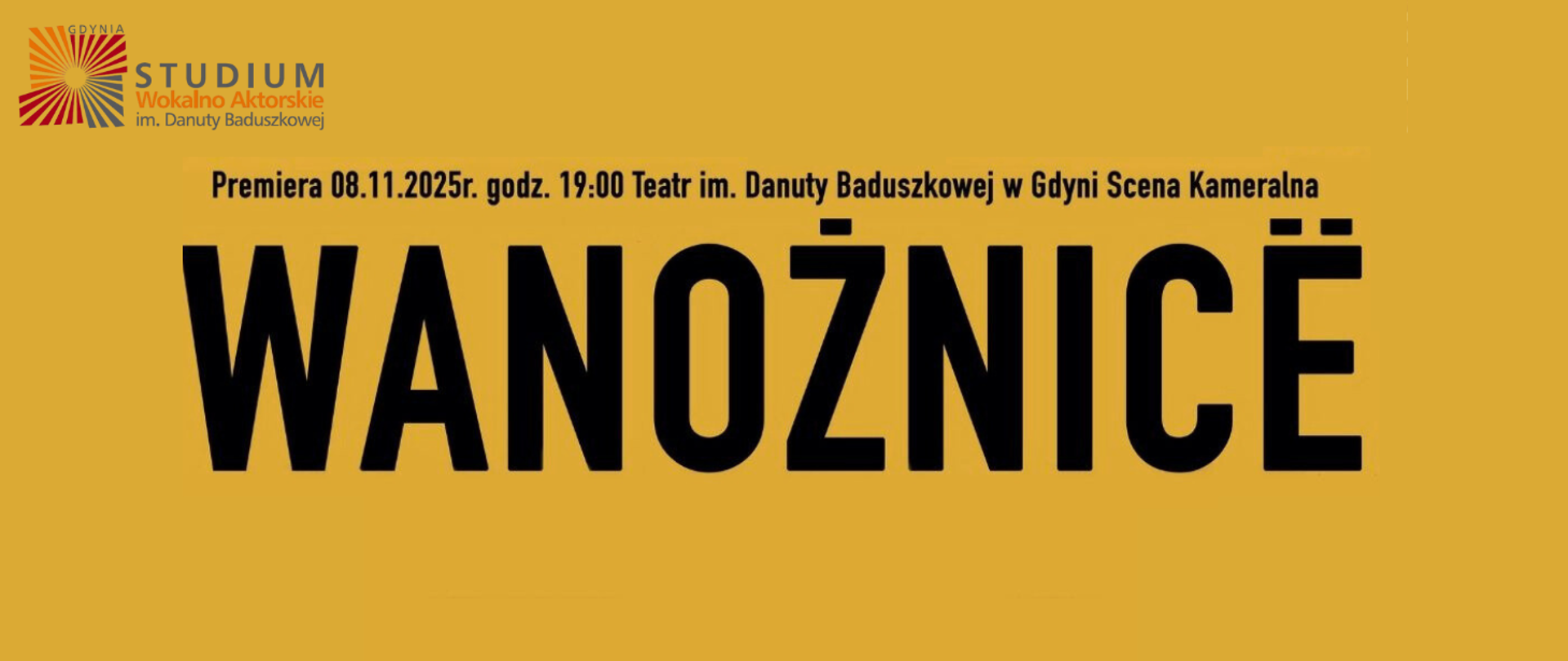 na żółtym tle czarny napis wanoznice