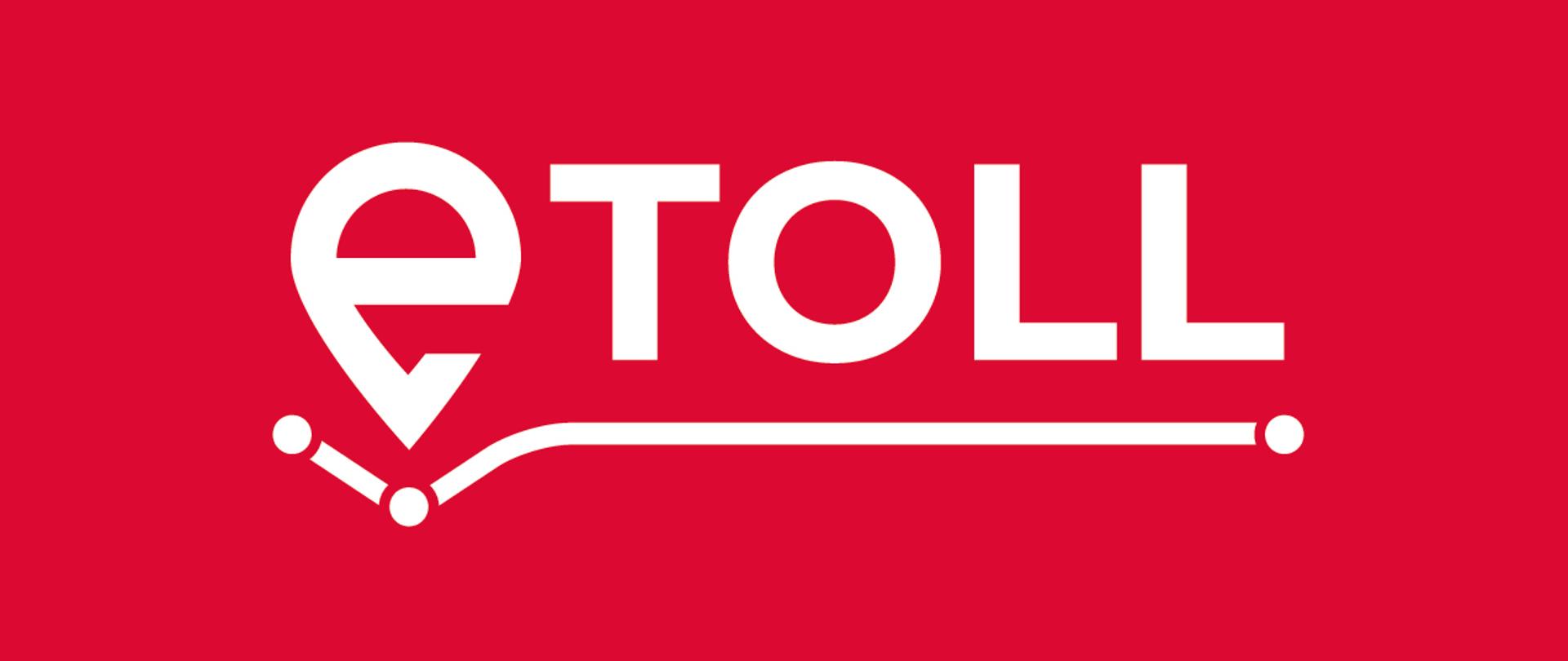 Napis e-TOLL na czerwonym tle. 