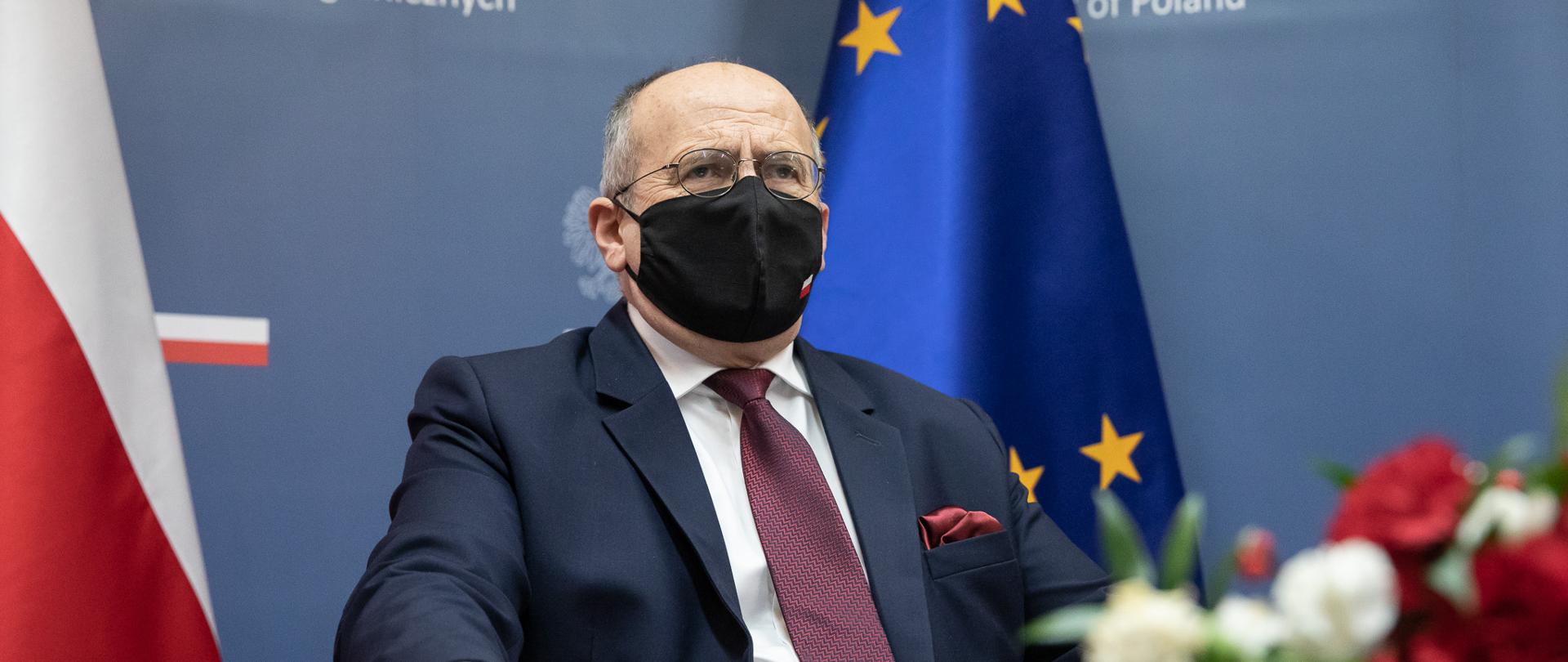 2020.11.26 Warszawa . Minister Zbigniew Rau . Wideokonferencja Polska - Czechy .Fot. Tymon Markowski / MSZ