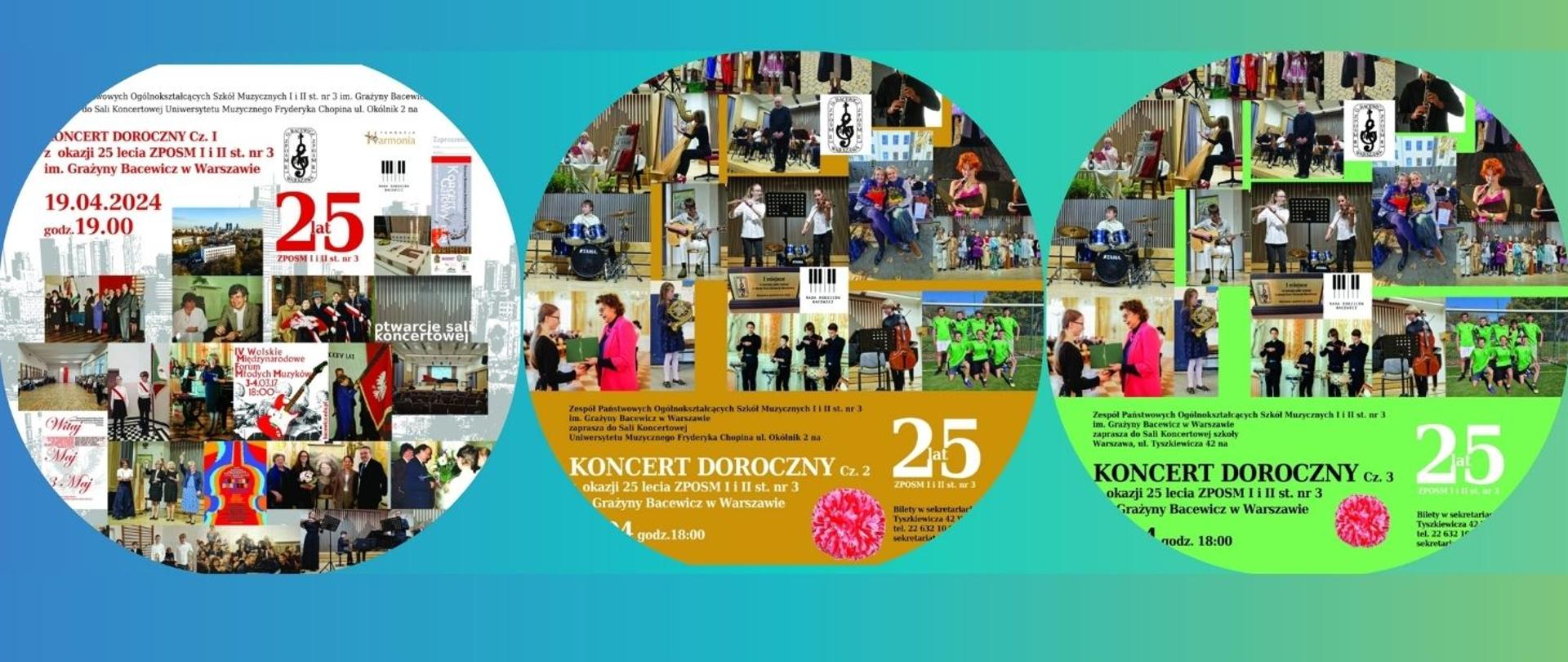 Kolorowy plakat okazjonalny : Doroczny Koncert Jubileuszowy z okazji 25-lecia ZPOSM I i II st. Nr 3 im. Grażyny Bacewicz w Warszawie