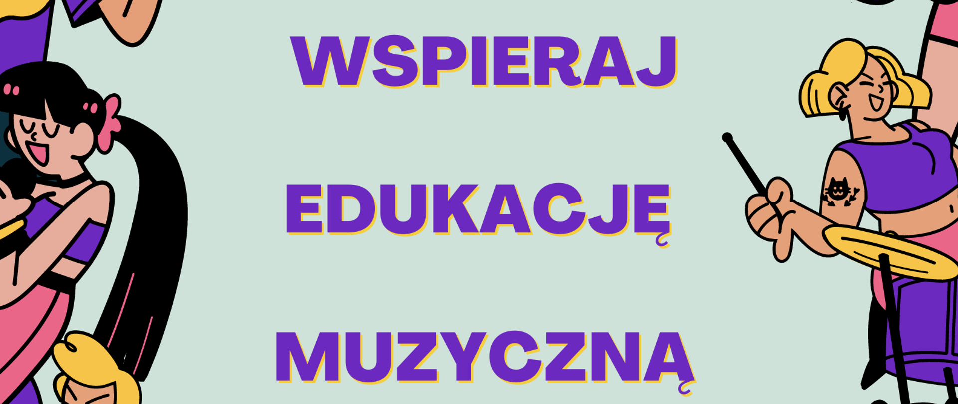 Plakat na jasno zielonym tle. Po lewej i prawej stronie stronie osoby śpiewające i grające na instrumentach. Na górze logo Państwowej Szkoły Muzycznej I st. w Sierpcu. Poniżej pośrodku napis: Wspieraj Edukację Muzyczną, przekaż 1,5 % podatku, nr KRS: 0000270261, poniżej cel szczegółowy: PSM Sierpc 7369.