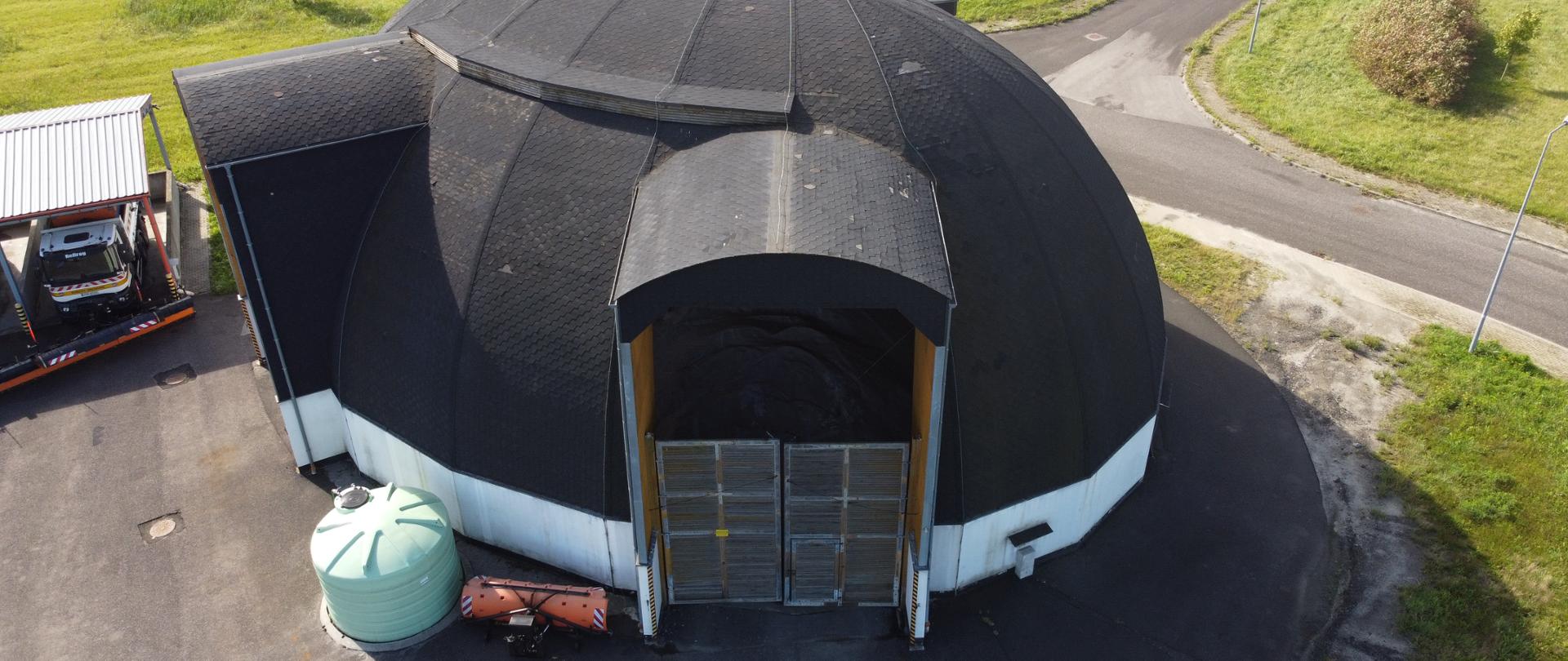 Magazyn soli w Tarnowie, zdjęcie z drona tzw. kopuły Fitzpatricka