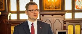 Wiceminister Michał Woś w Raciborzu. 