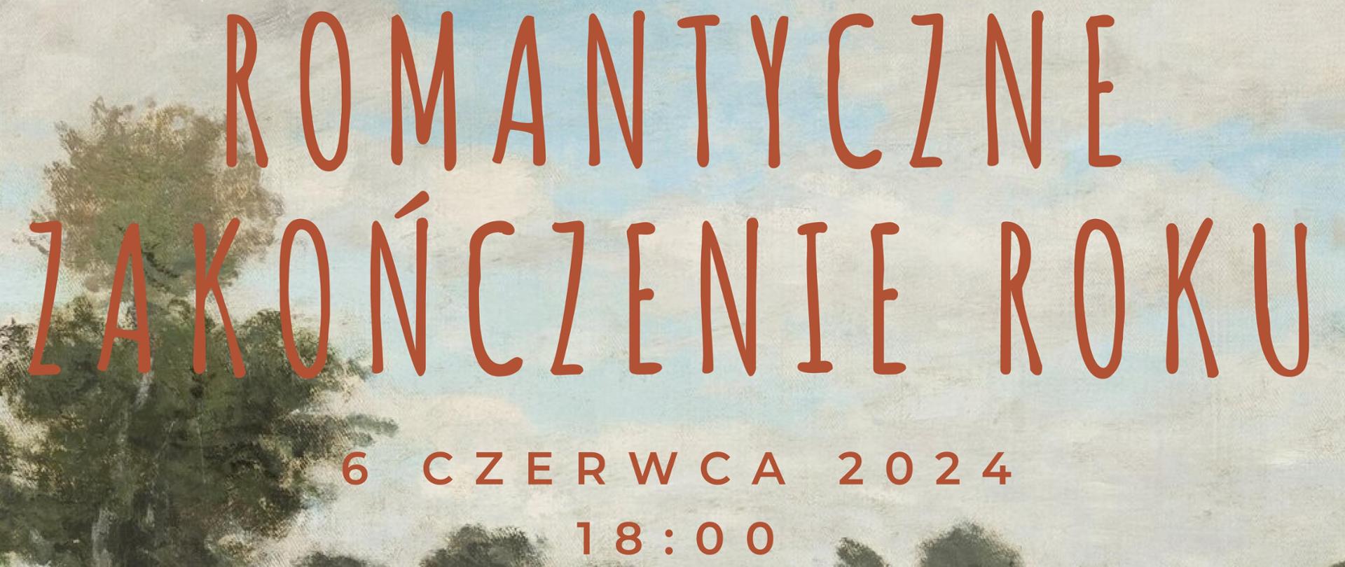 w lewym prawym rogu kobieta w niebieskiej sukni, kapeluszu z parasolką w dłoni, obok chłopiec w jasnej koszuli i kapeluszu spacerujący po łące pełnej maków