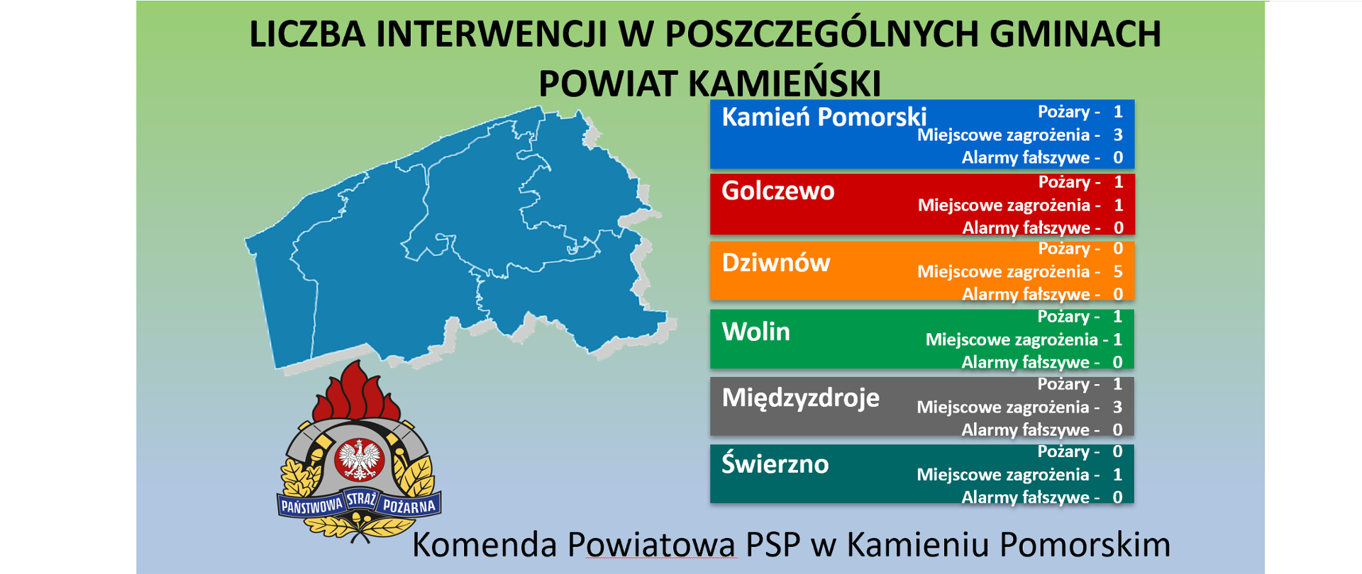 Statystyki interwencji z podziałem na gminy - 8 tydzień 2026r.