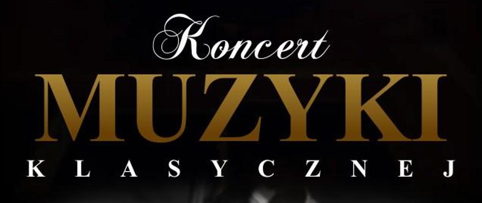 Plakat z wydarzeniem - Koncert muzyki klasycznej klasy Ludwika Saramy, który odbędzie się 10 czerwca 2024r. o godz. 16:30 w auli ZPSM w Dębicy, przy fortepianie towarzyszyć będą p. Żanna Parchomowska i p. Alicja Stasiowska-Piwowar; tło plakatu czarne, na środku umieszczono zdjęcie gdzie widnieją dłonie grające na skrzypcach, poniżej złota klawiatura a nad nią pięciolinia, napisy w kolorze białym, data i godzina koncertu oraz napis MUZYKI są w kolorze złotym