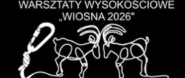 Plakat informacyjny „Warsztaty wysokościowe Wiosna 2026” z grafiką liny i karabinka oraz datą i miejscem: Poznań, 14–17 kwietnia 2026 r.