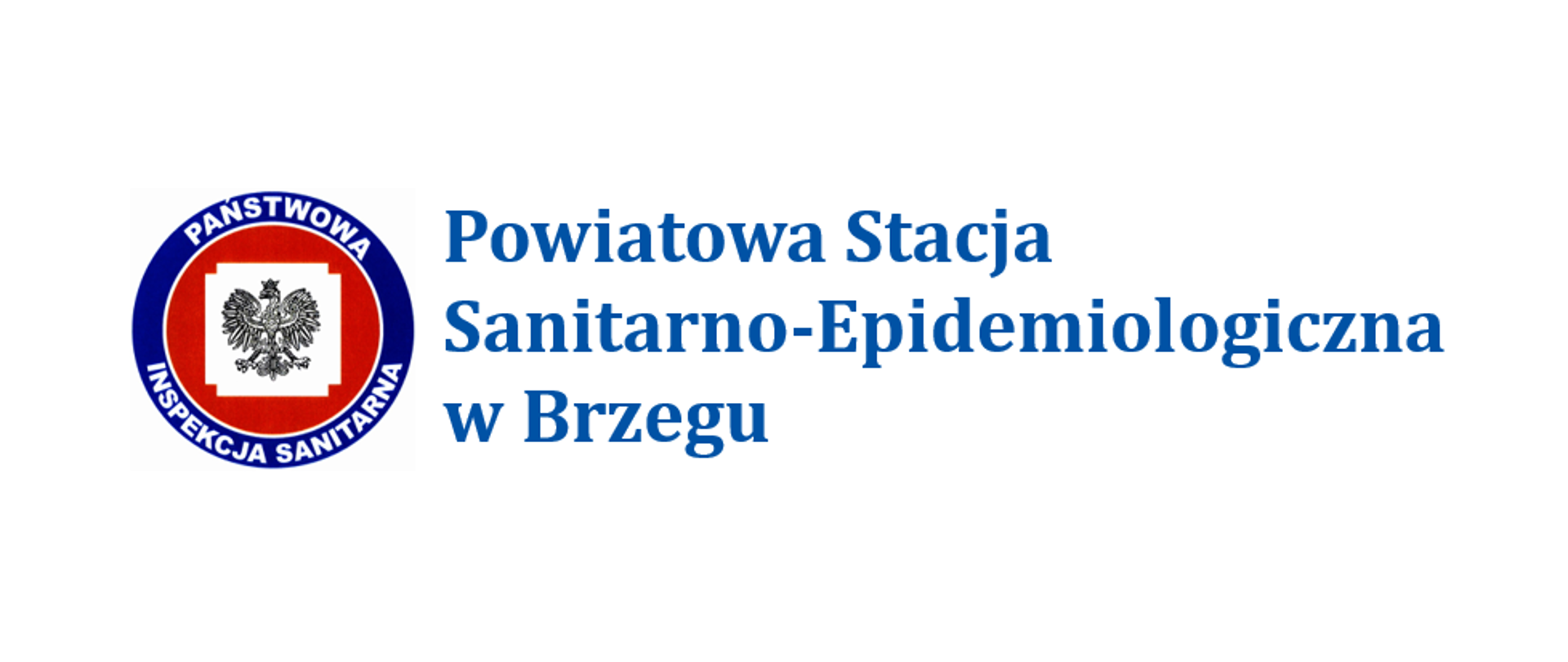 LOGO Państwowej Inspekcji Sanitarnej i napis w trzech rzędach - Powiatowa Stacja Sanitarno-Epidemiologiczna w Brzegu.
