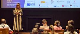 Ambassador Kopeć addressing the audience before the screening at the EUNIC Film Festival.