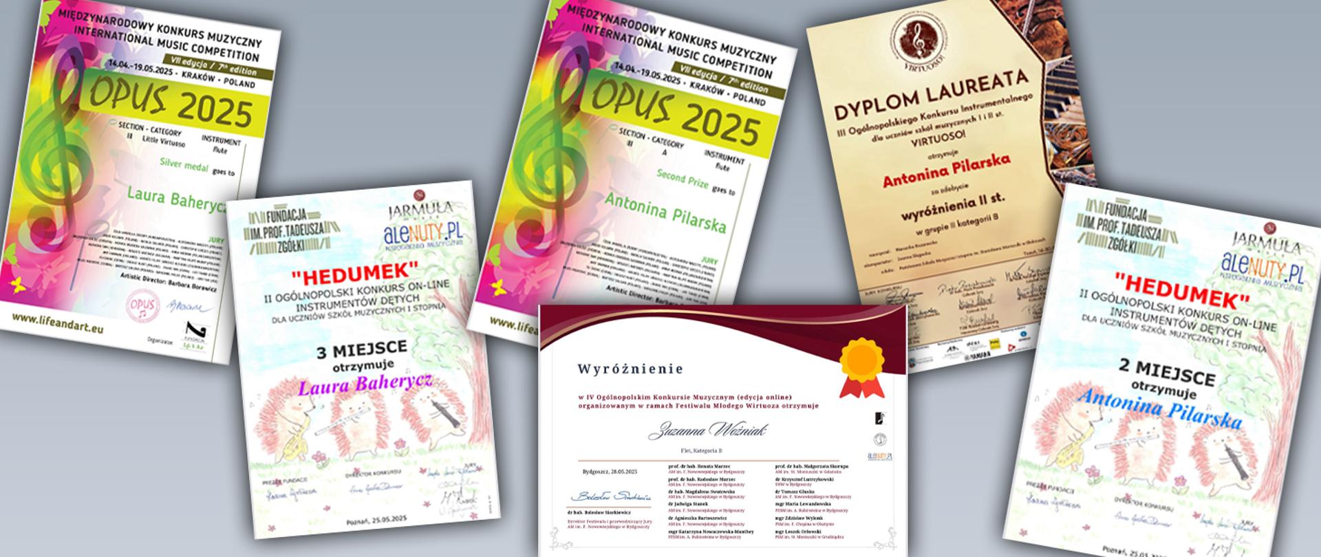 Collage zawierający zdjęcia dyplomów.