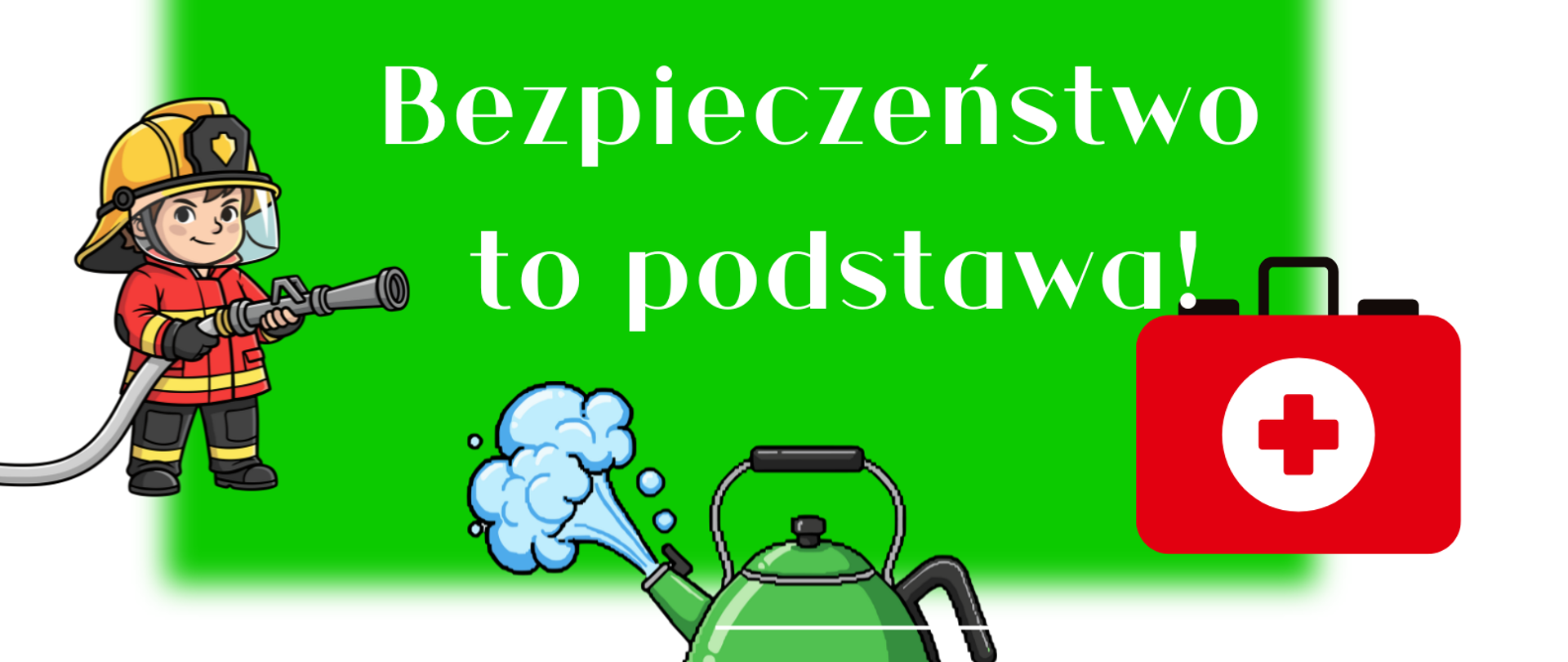 Plakat informujący o spotkaniu szkoleniowym ze starszym specjalistą ds. BHP w dniu 17.02.2026 o godz. 20.15. Na białym tle grafika przedstawiająca sytuacje i przedmioty związane z bezpieczeństwem i zagrożeniami: nóż, płyn medyczny znak ostrzegawczy o łatwopalności, wiadro ze środkami czystości, zapalona zapałka, poślizg chłopca na mokrej powierzchni, znak ostrzegawczy - uwaga śliska podłoga, gniazdko elektryczne, czajnik z gotującą się wodą, apteczka, strażak. Stanowią one obramowanie plakatu. W środku informacja tekstowa w kolorze białym, czarnym i czerwonym. 