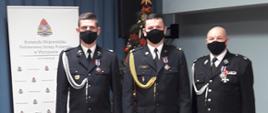 od lewej Adam Budek, Tomasz Gajewski, Andrzej Chmielewski - odznaczeni przez Ministra Spraw Wewnętrznych i Administracji